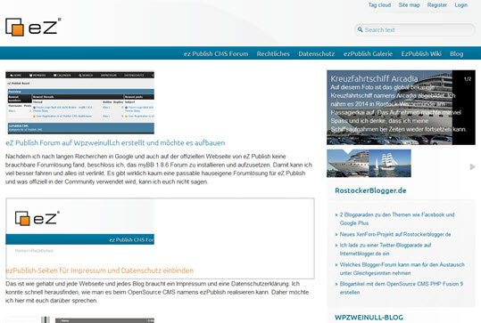 eZ Publish Portal auf der Startseite - Landing Page Home