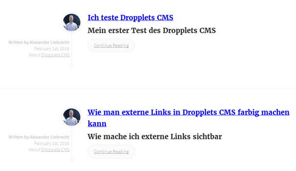Dropplets CMS im Frontend