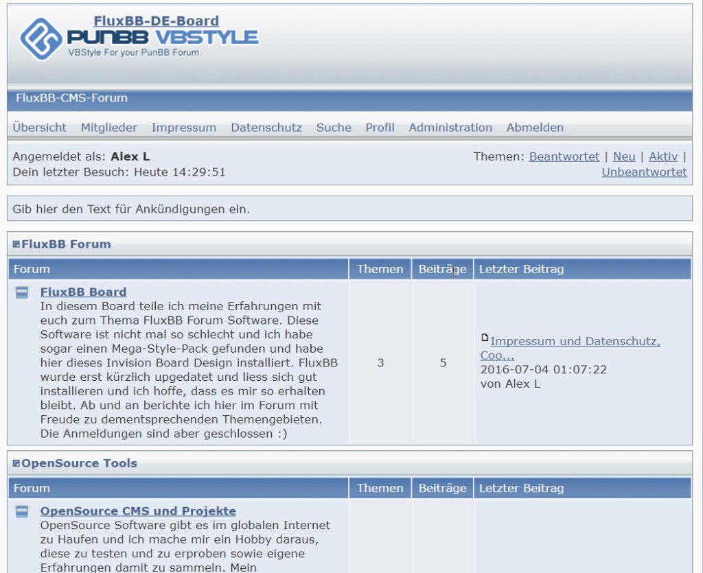 fluxbb-forum-startseite