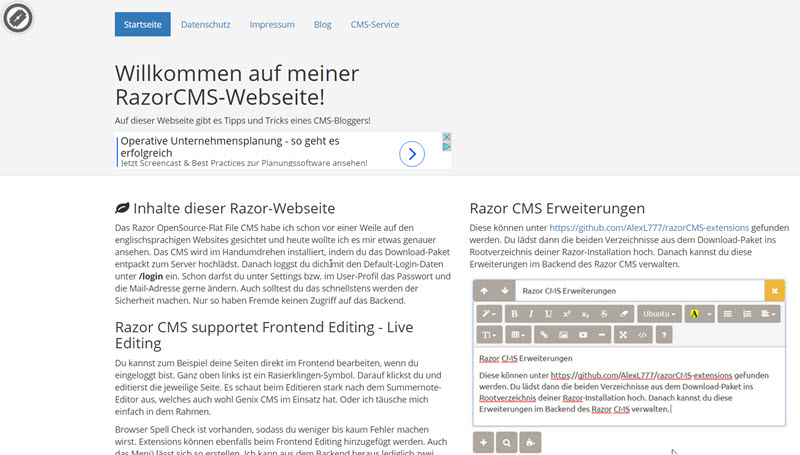 razor-flat-file-cms-startseite