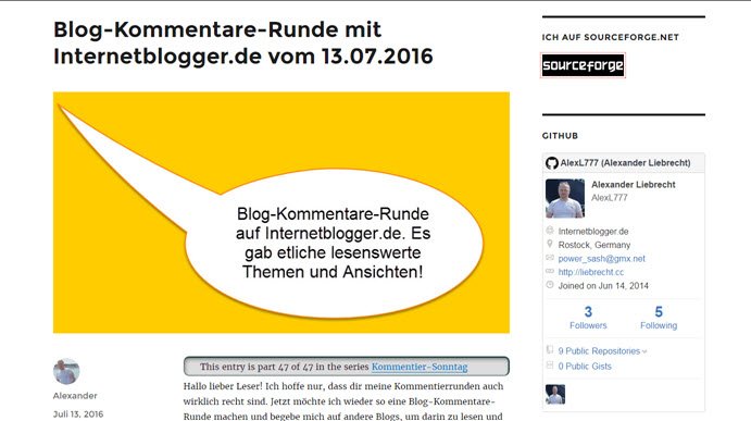 2 Blog-Kommentare-Runden via Internetblogger.de und Rostockerblogger.de