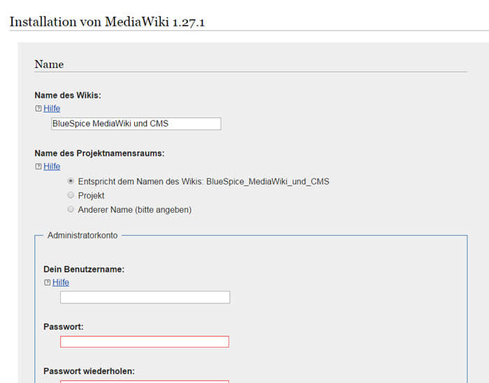 mediawiki-install_centos-7-installationsschritt5-wiki-name-und-benutzer-daten-eingeben