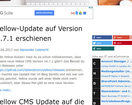 Shariff Share Buttons beim Flat File CMS Yellow einbinden und installieren
