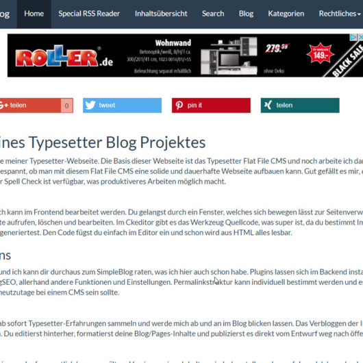 Erste Erfahrungen mit dem Flat File CMS namens Typesetter, ex-Gpeasy
