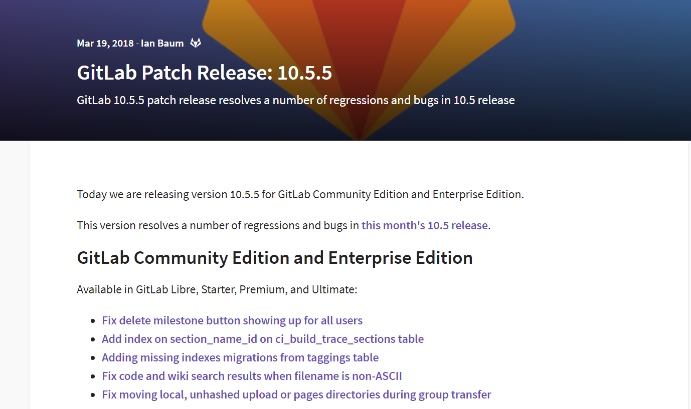 Gitlab 10.5.5 Fehlerbehebungsupdate erschienen