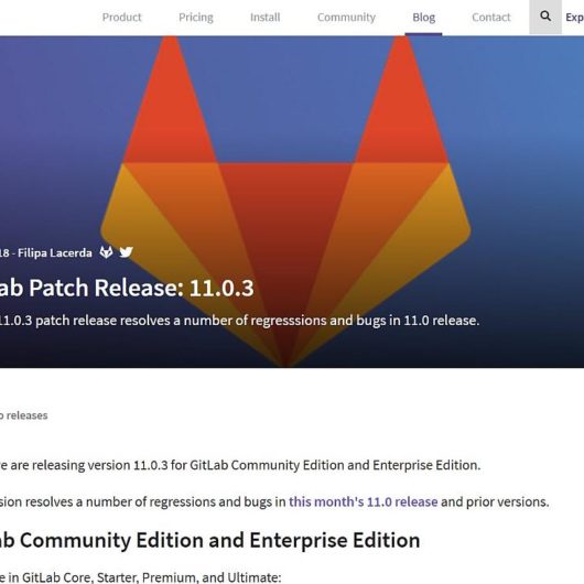 Gitlab Server App 11.0.3 Update erschienen mit Fehlerbehebungen