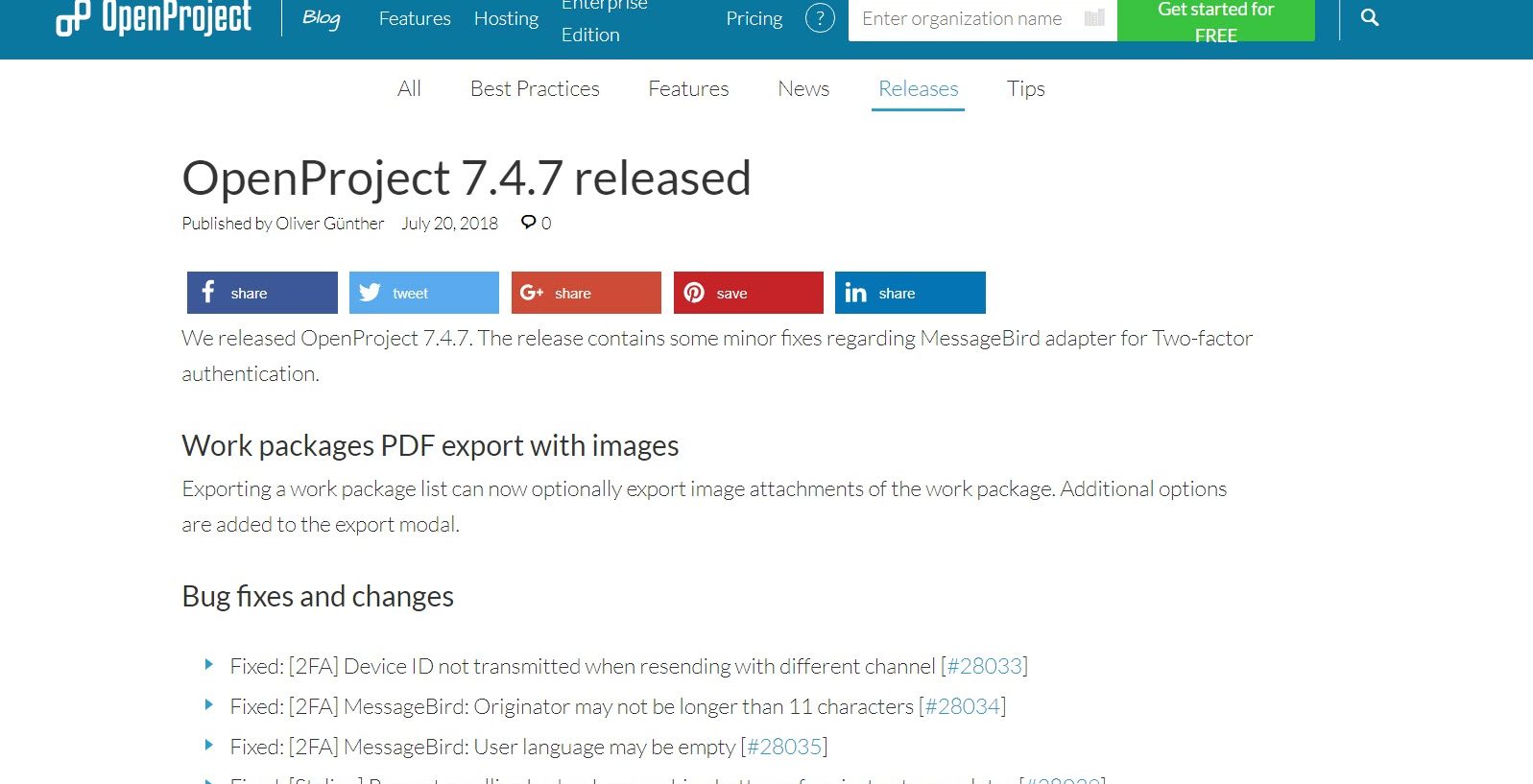OpenProject v7.4.7 mit Fehlerbehebungen erschienen - Updaten funktioniert gut