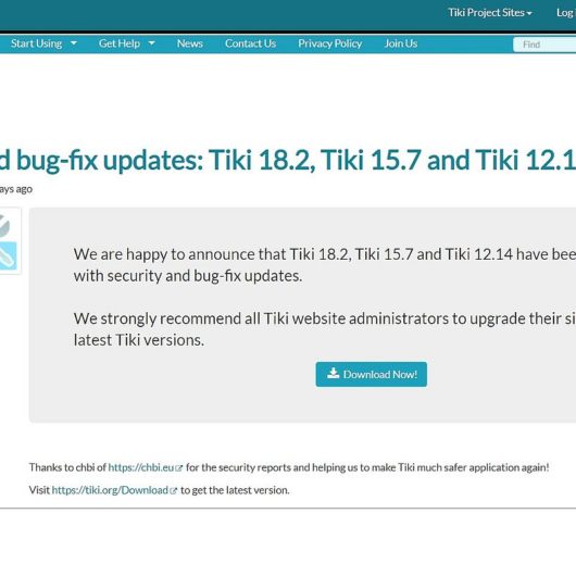 Sicherheitsupdate vom TikiWiki v18.2 ist draussen - Updaten sehr empfehlenswert