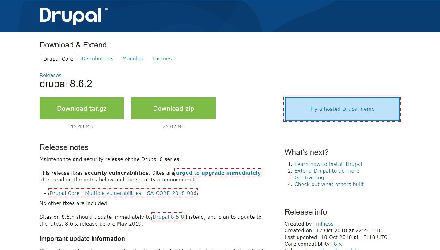 Drupal Sicherheitsupdates: v7.60 und 8.6.2