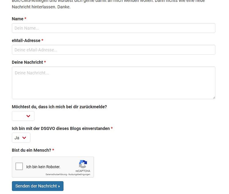Kontakt-Formular-Erstellung via Bolt CMS ab 20 EUR inkl. MwSt. Kontakt-Formular-Erstellung via Bolt CMS ab 20 EUR inkl. MwSt.