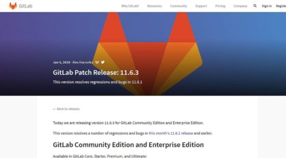 Gitlab v11.6.3 Fehlerbehebungsupdate erschienen